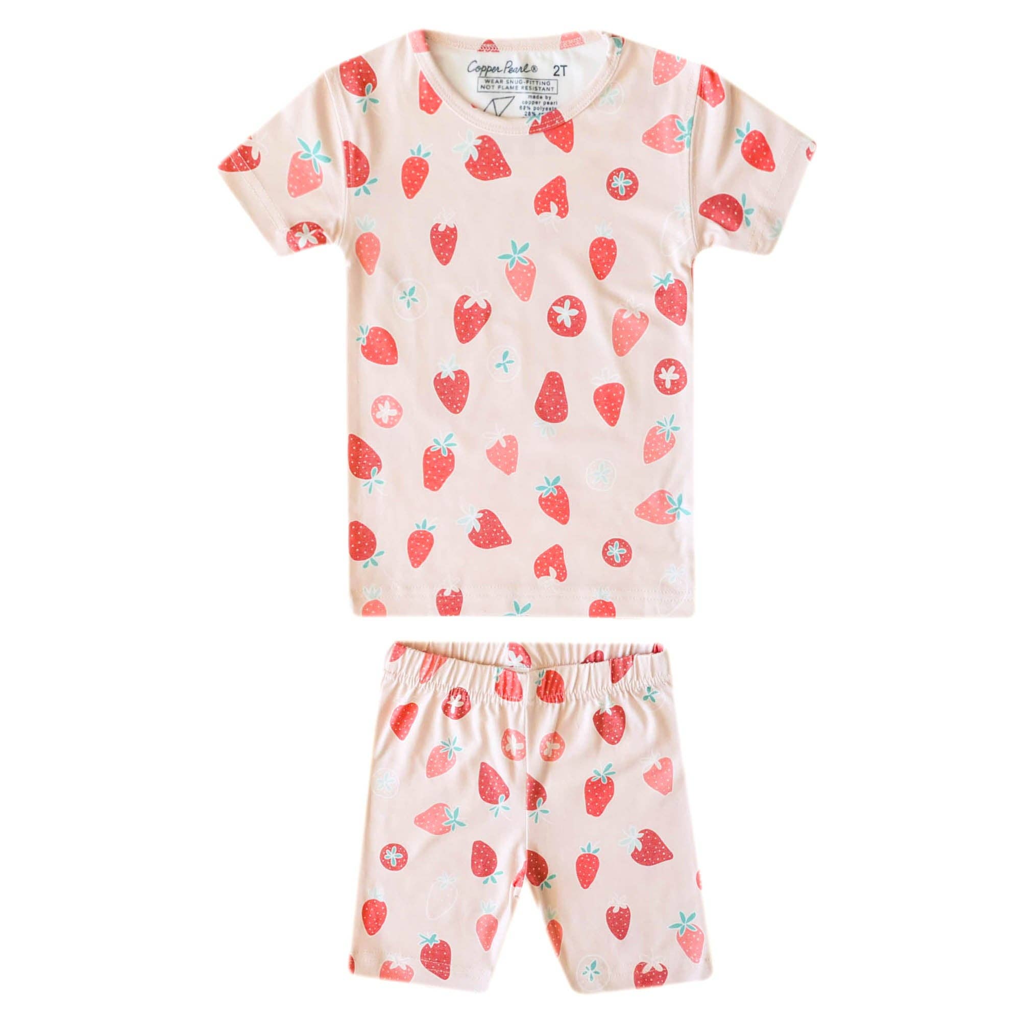 2pc Short Sleeve Pajama Set - Strawberry: 2T