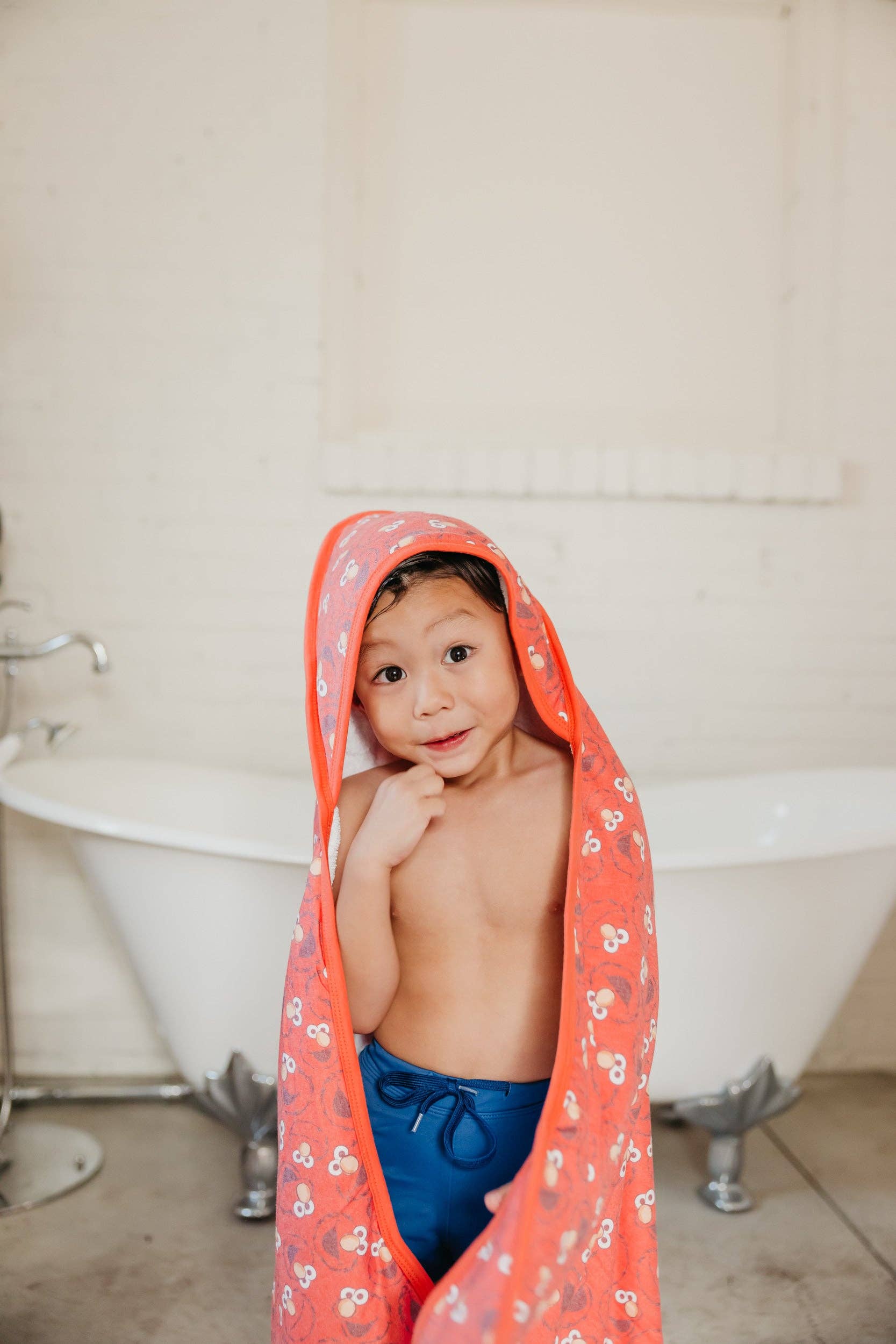 Premium Baby Knit Hooded Towel - Elmo