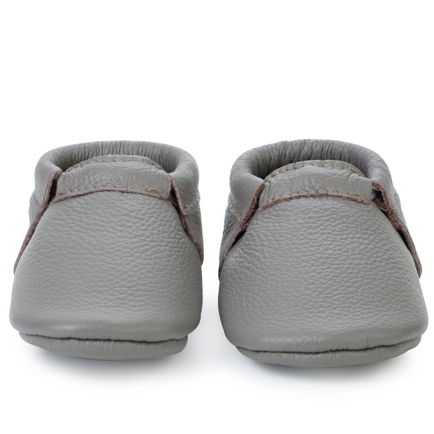 Fringeless Baby Moccasins - Leather Baby Shoes (Slate): US 4 (6-12 Months, 4.5" Sole)