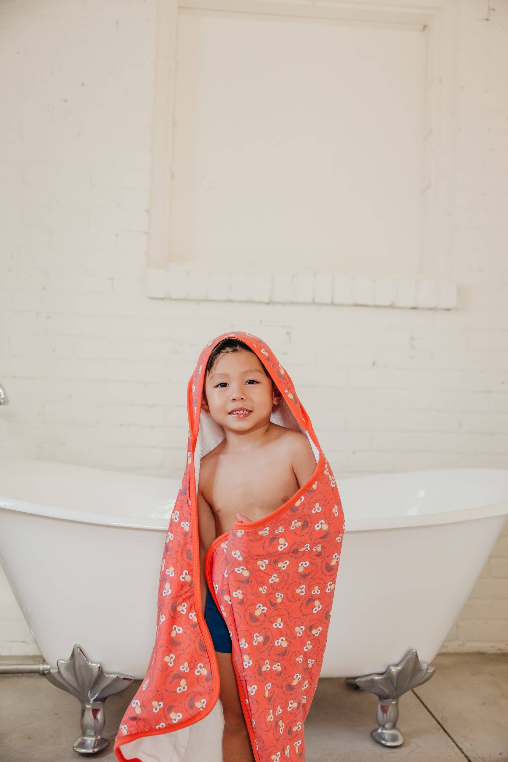 Premium Baby Knit Hooded Towel - Elmo