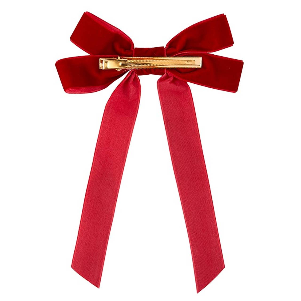 Velvet Bow Clip Set - Blush/Red: 100% Polyester, Velvet / One Size Fits Most