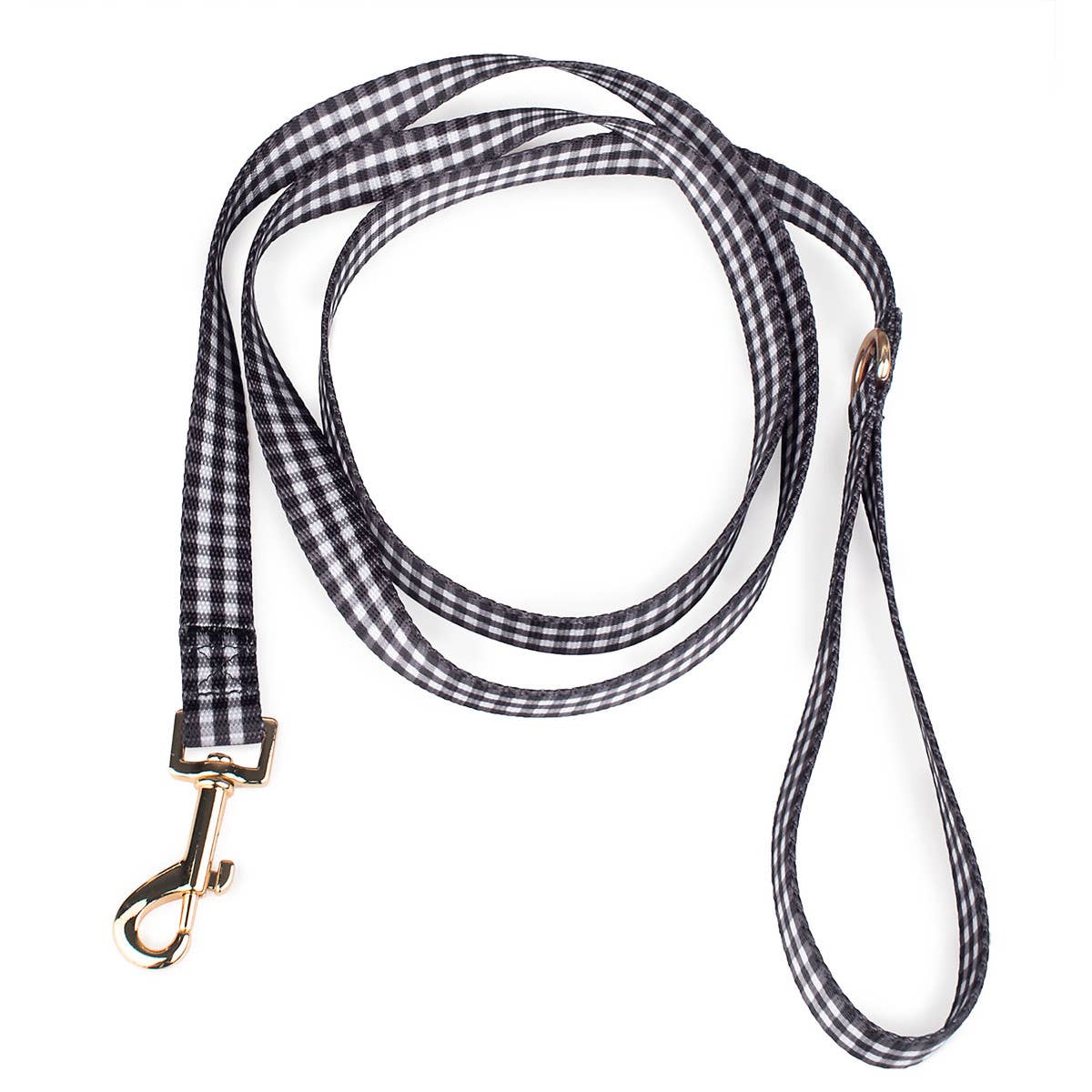 Gingham Dog Leash: Small/Medium / Black