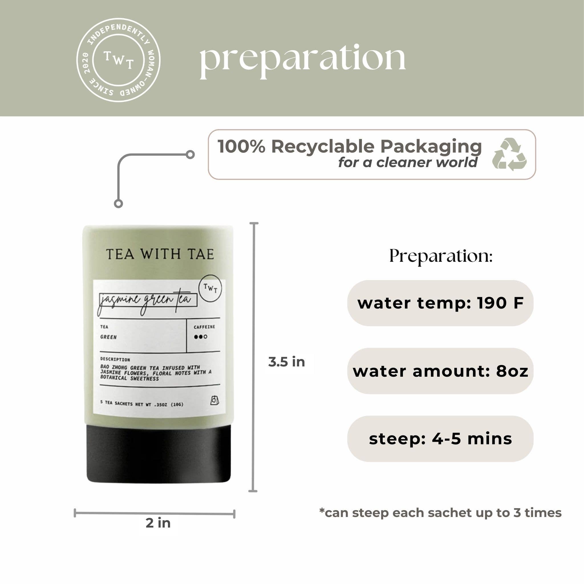 Jasmine Green Tea Mini Tube Gift (5 tea bags)