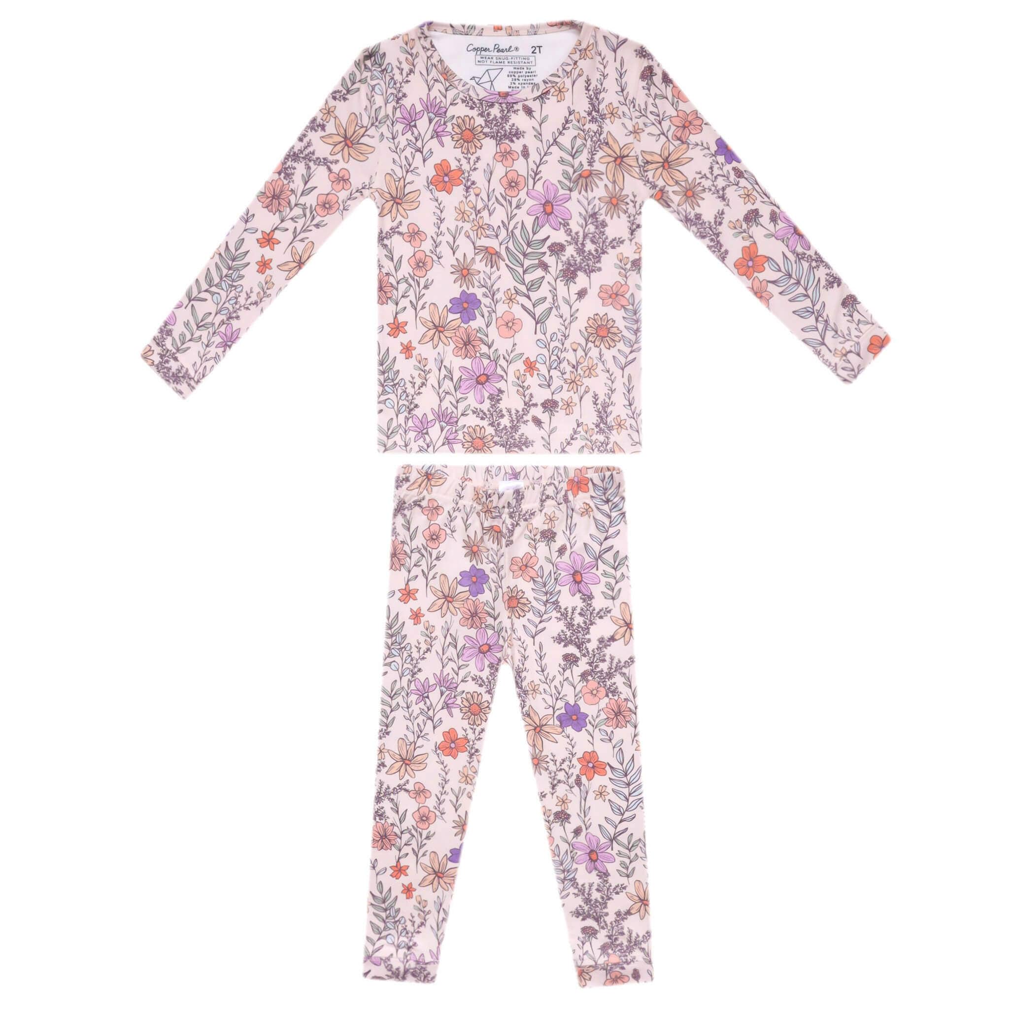 2pc Long Sleeve Pajama Set - Flora: 2T