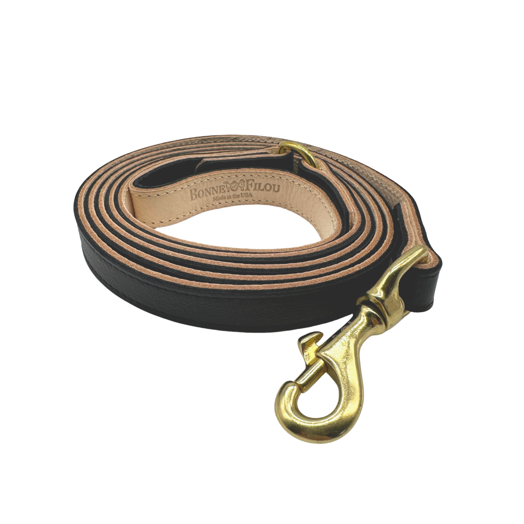 Genuine Leather Dog Leash, Unique Dog Holiday Gift: Brown / 3/4"