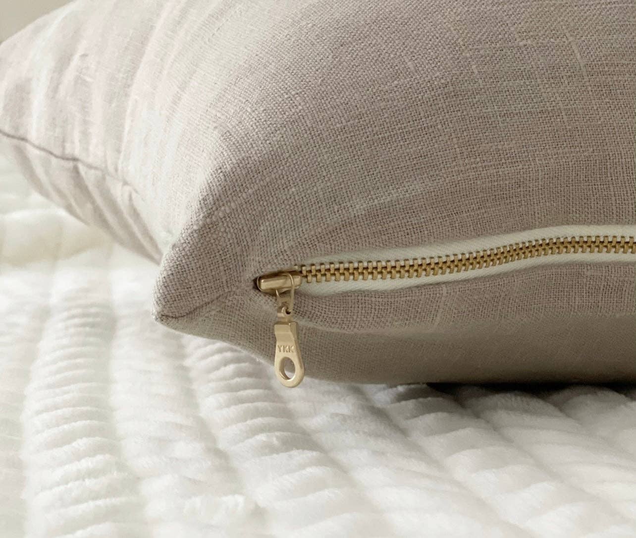 Claire Neutral Linen | Designer Pillow Cover: 20 x 20