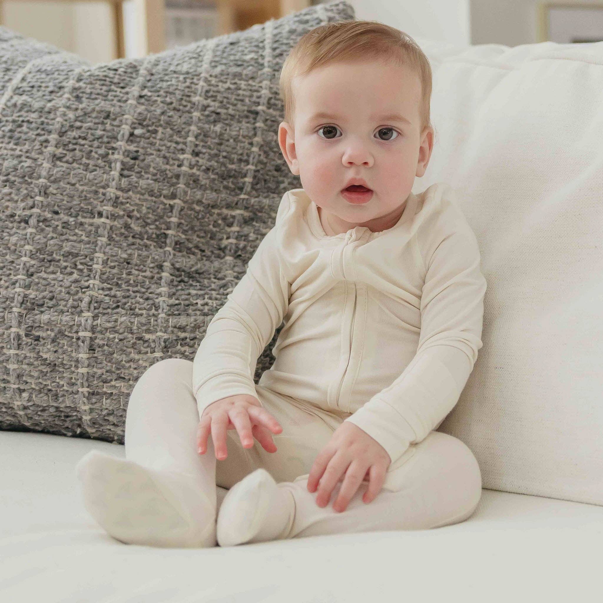 Zip-Up Footie Pajama - Cru: 3-6 Months