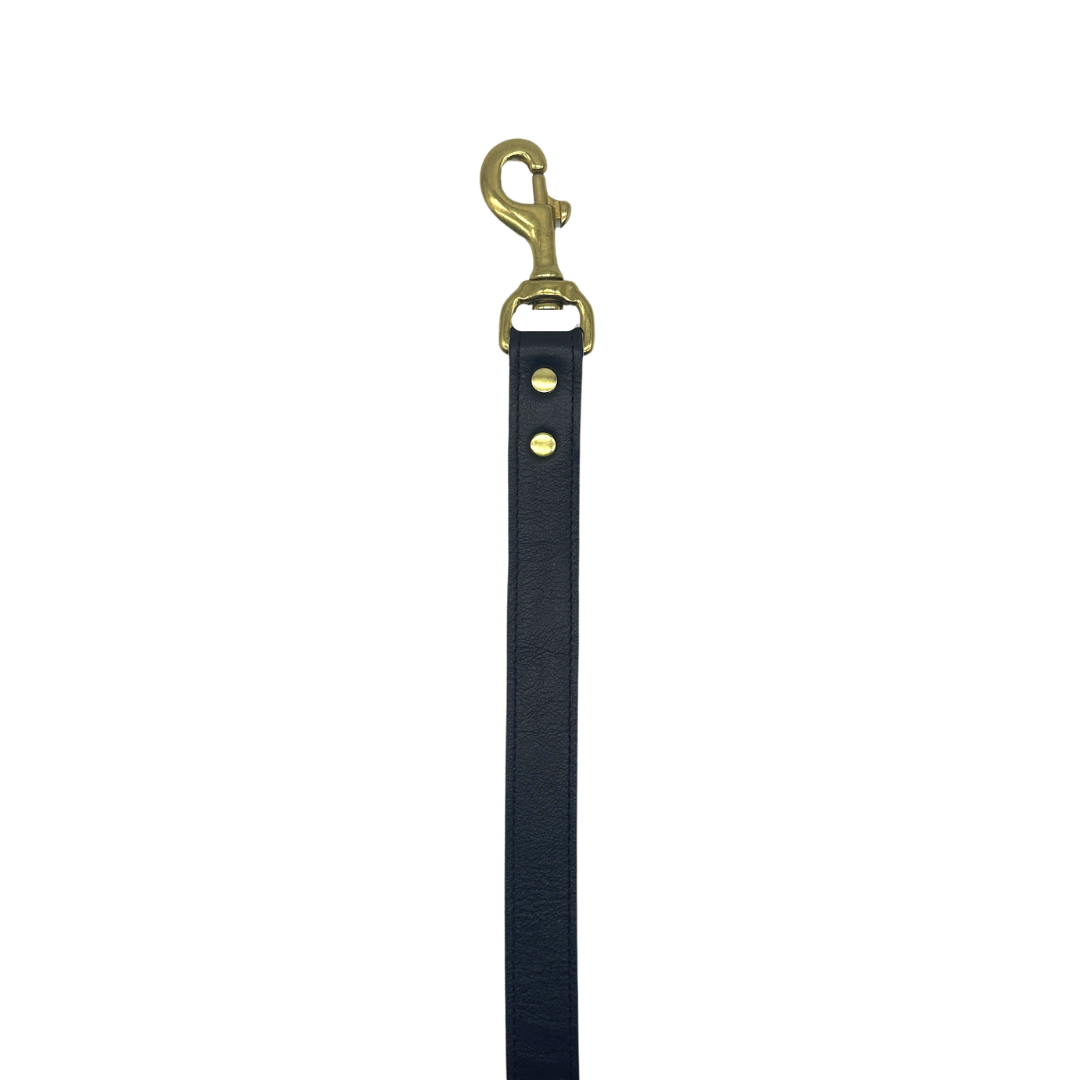 Genuine Leather Dog Leash, Unique Dog Holiday Gift: Black / 3/4"