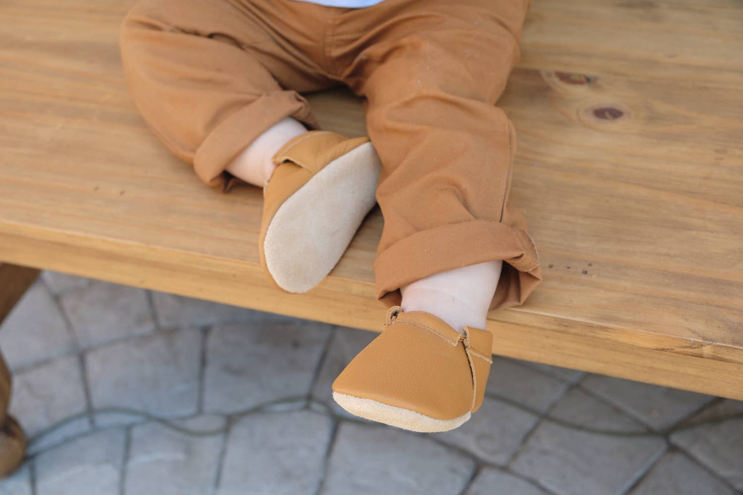 Fringeless Baby Moccasins - Leather Baby Shoes (Gingersnap): US 3 (3-6 Months; 4.125" Sole)