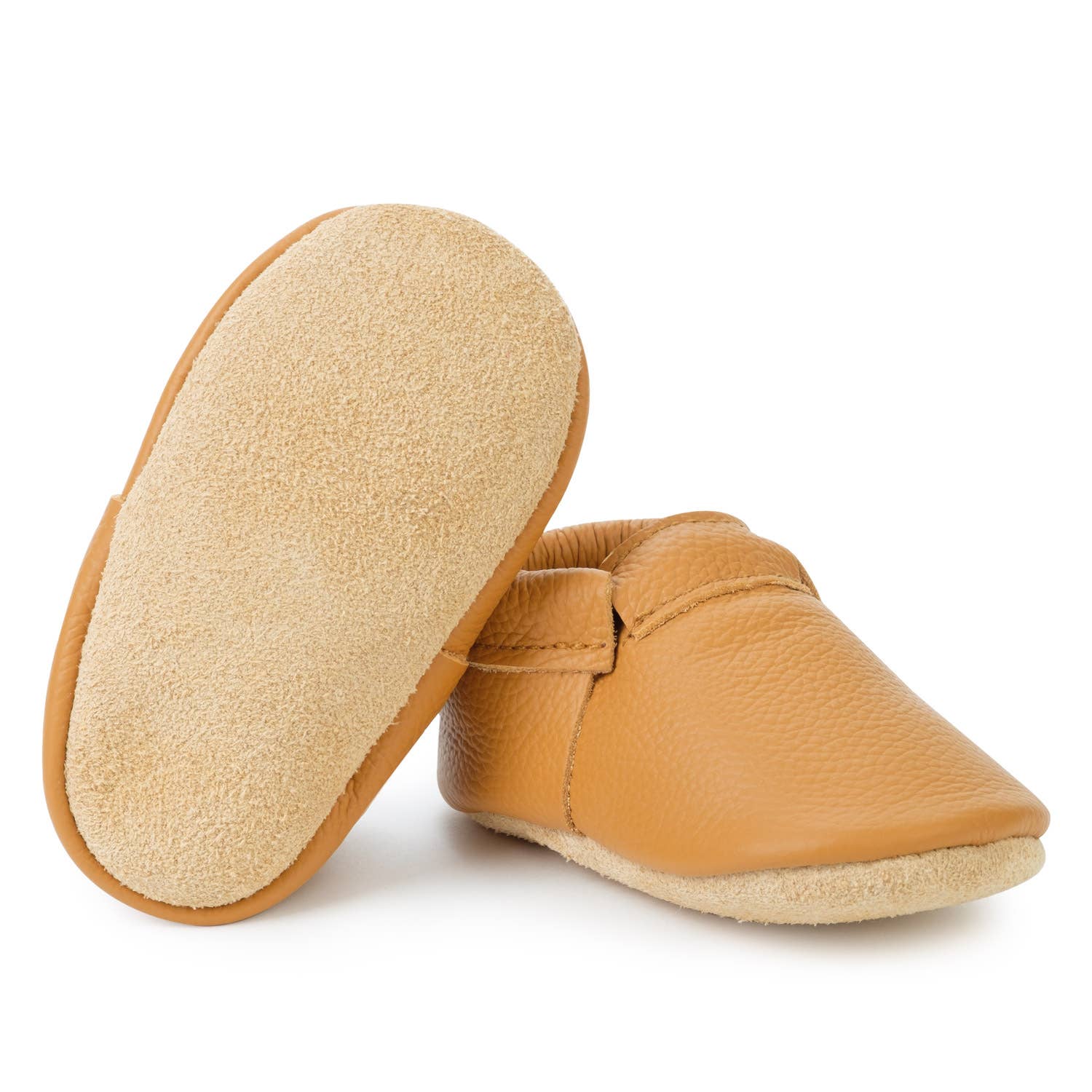 Fringeless Baby Moccasins - Leather Baby Shoes (Gingersnap): US 4 (6-12 Months, 4.5" Sole)