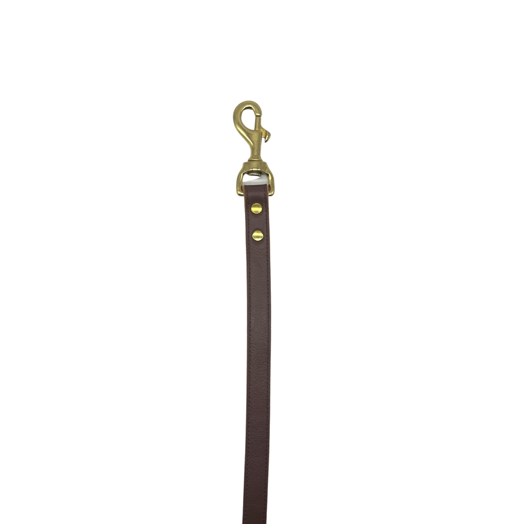 Genuine Leather Dog Leash, Unique Dog Holiday Gift: Brown / 3/4"