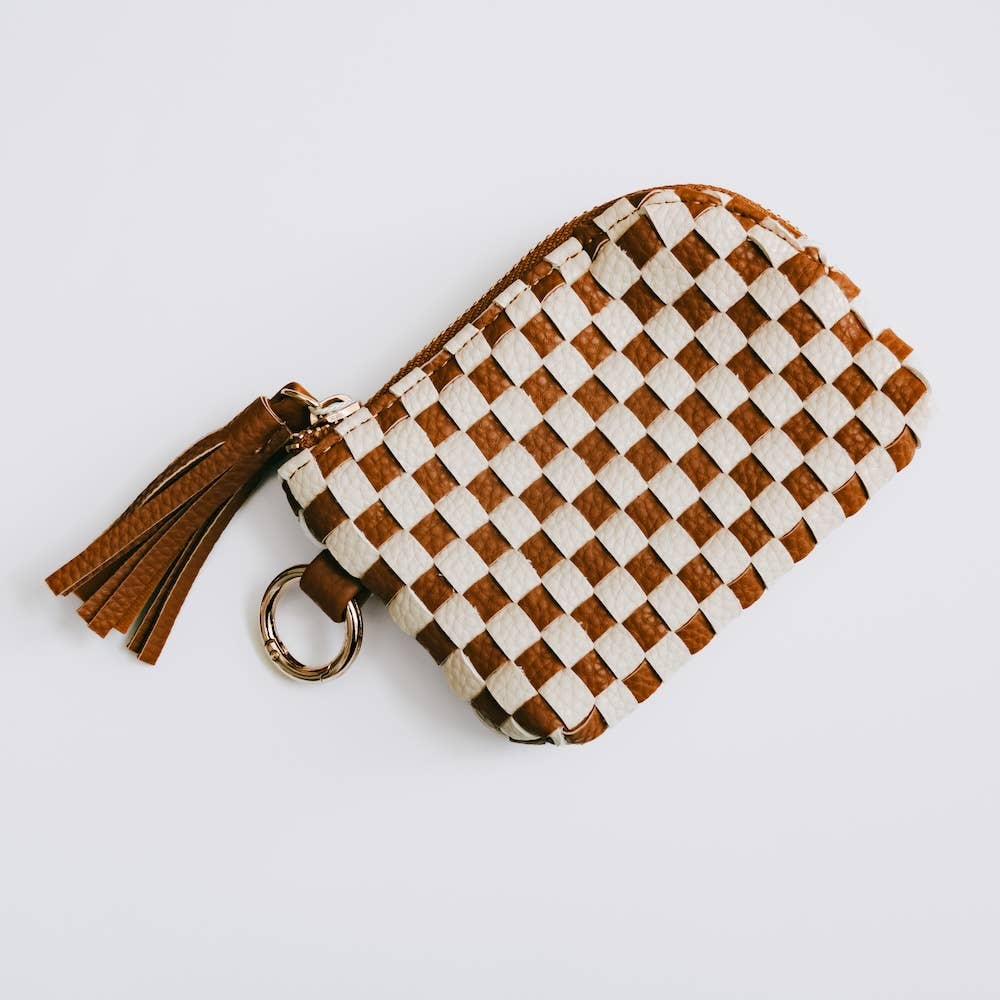 Paris Pebbled Wallet: Checkered Brown