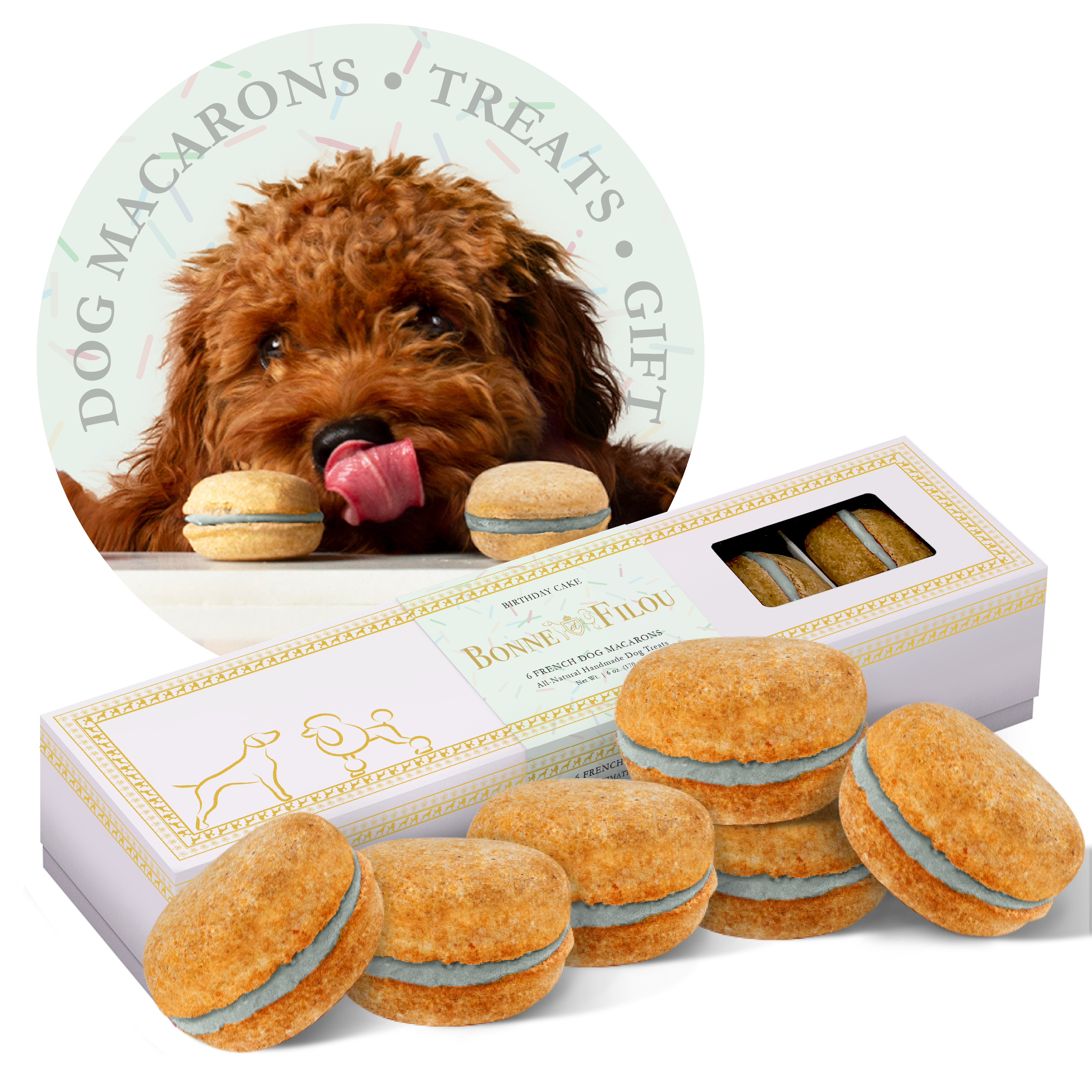 Dog Macarons | Treats | Gifts (6 count): Peanut Butter