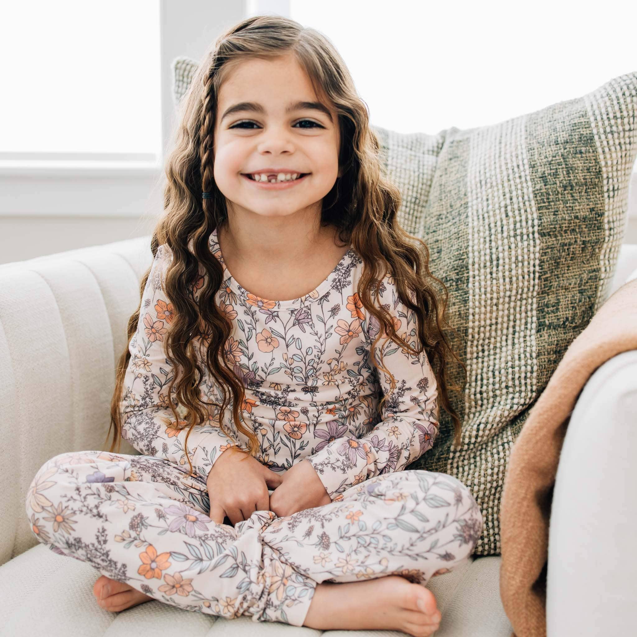 2pc Long Sleeve Pajama Set - Flora: 2T