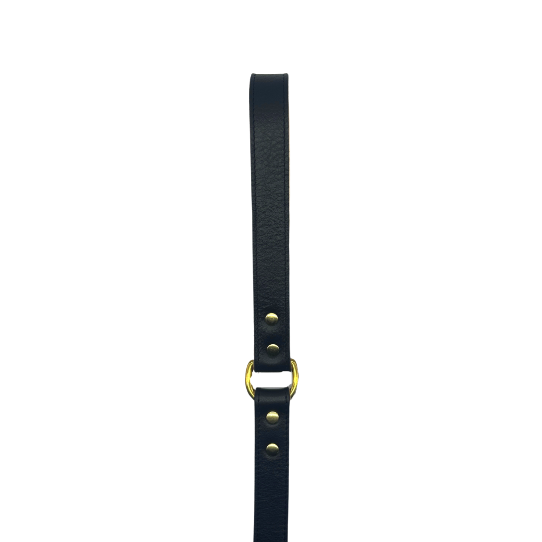 Genuine Leather Dog Leash, Unique Dog Holiday Gift: Black / 3/4"