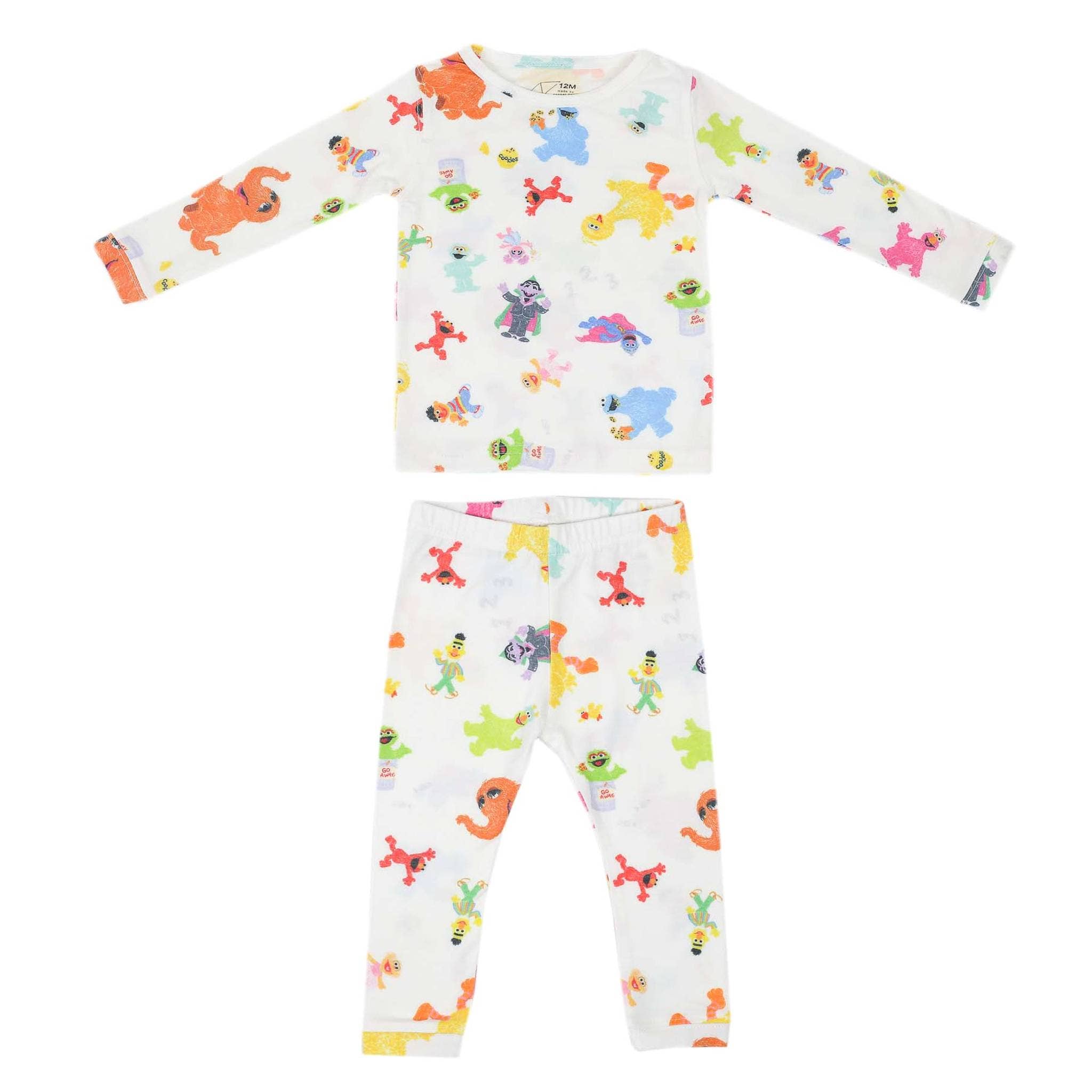 2pc Long Sleeve Pajama Set - Sesame Friends: 2T