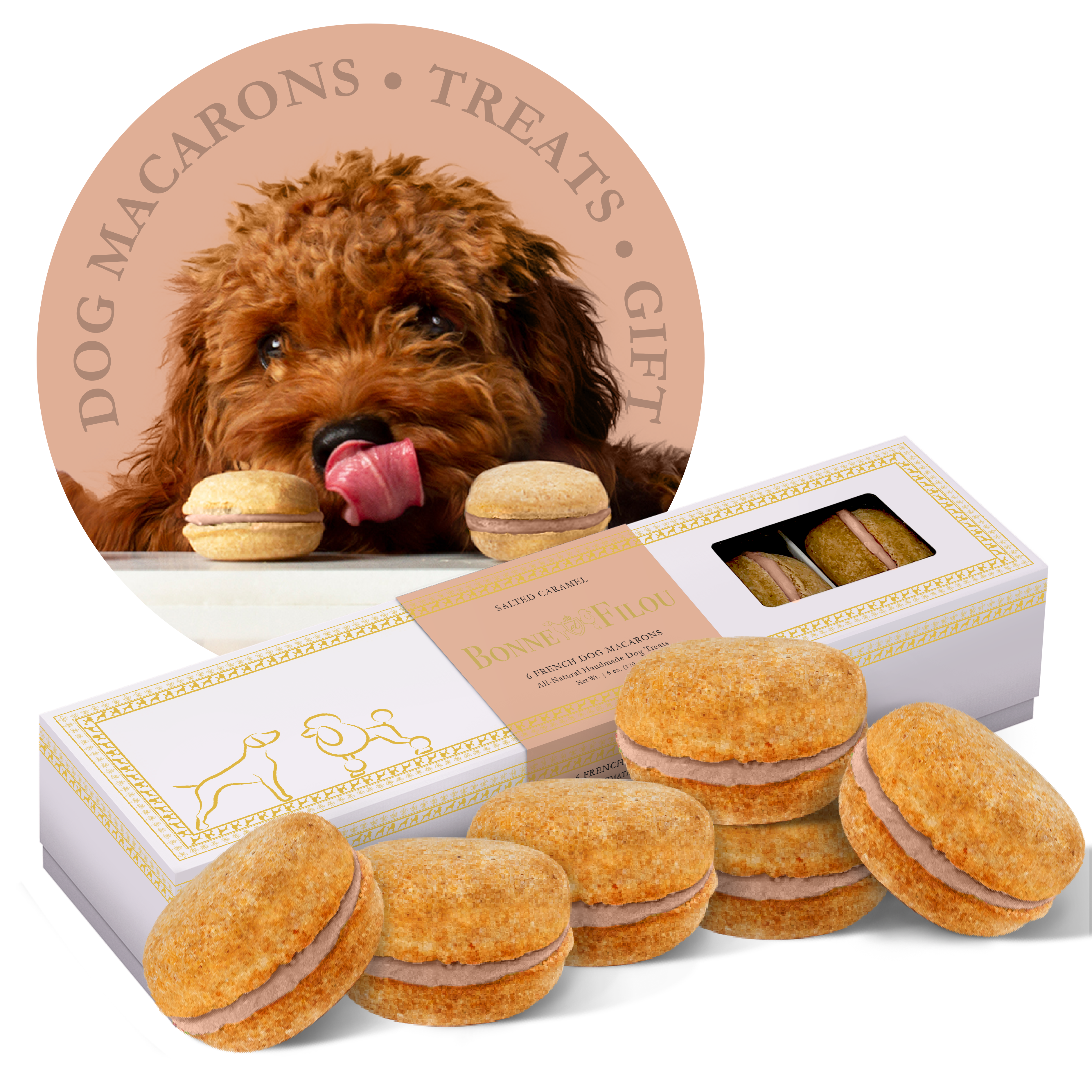 Dog Macarons | Treats | Gifts (6 count): Peanut Butter