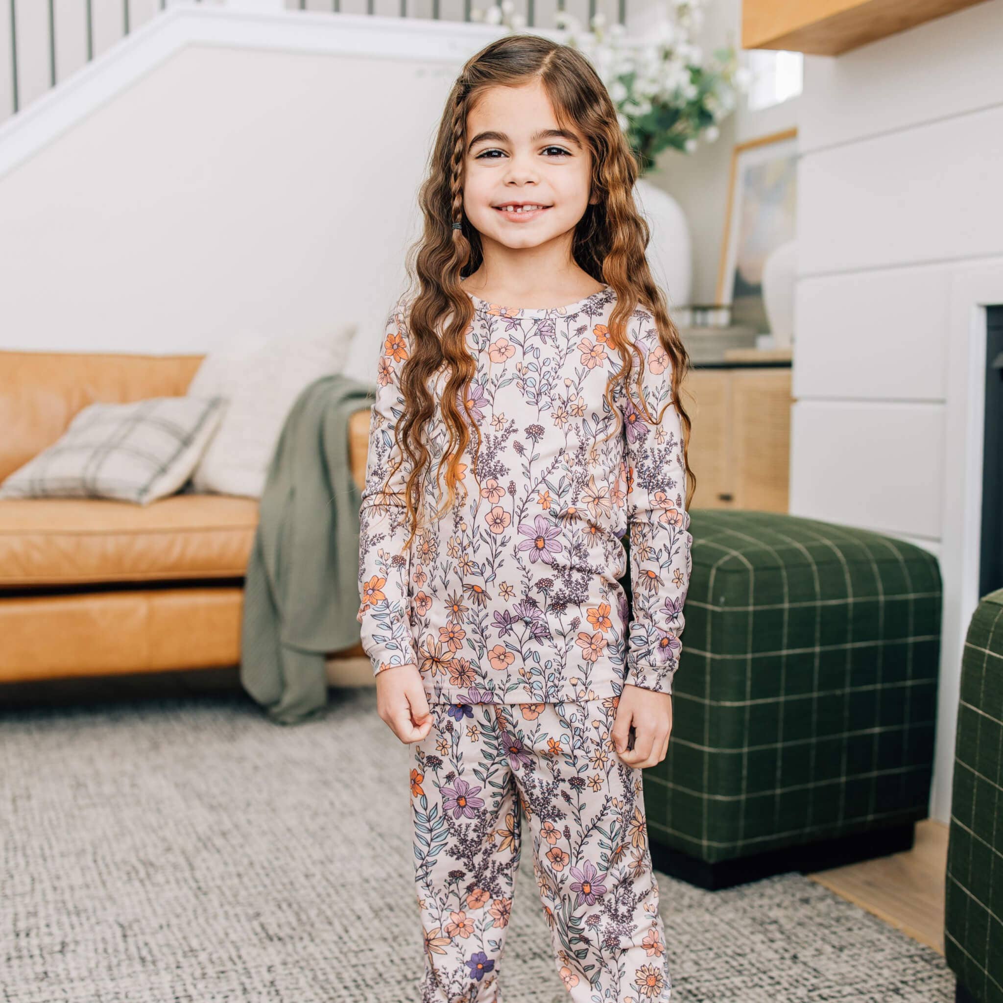 2pc Long Sleeve Pajama Set - Flora: 2T
