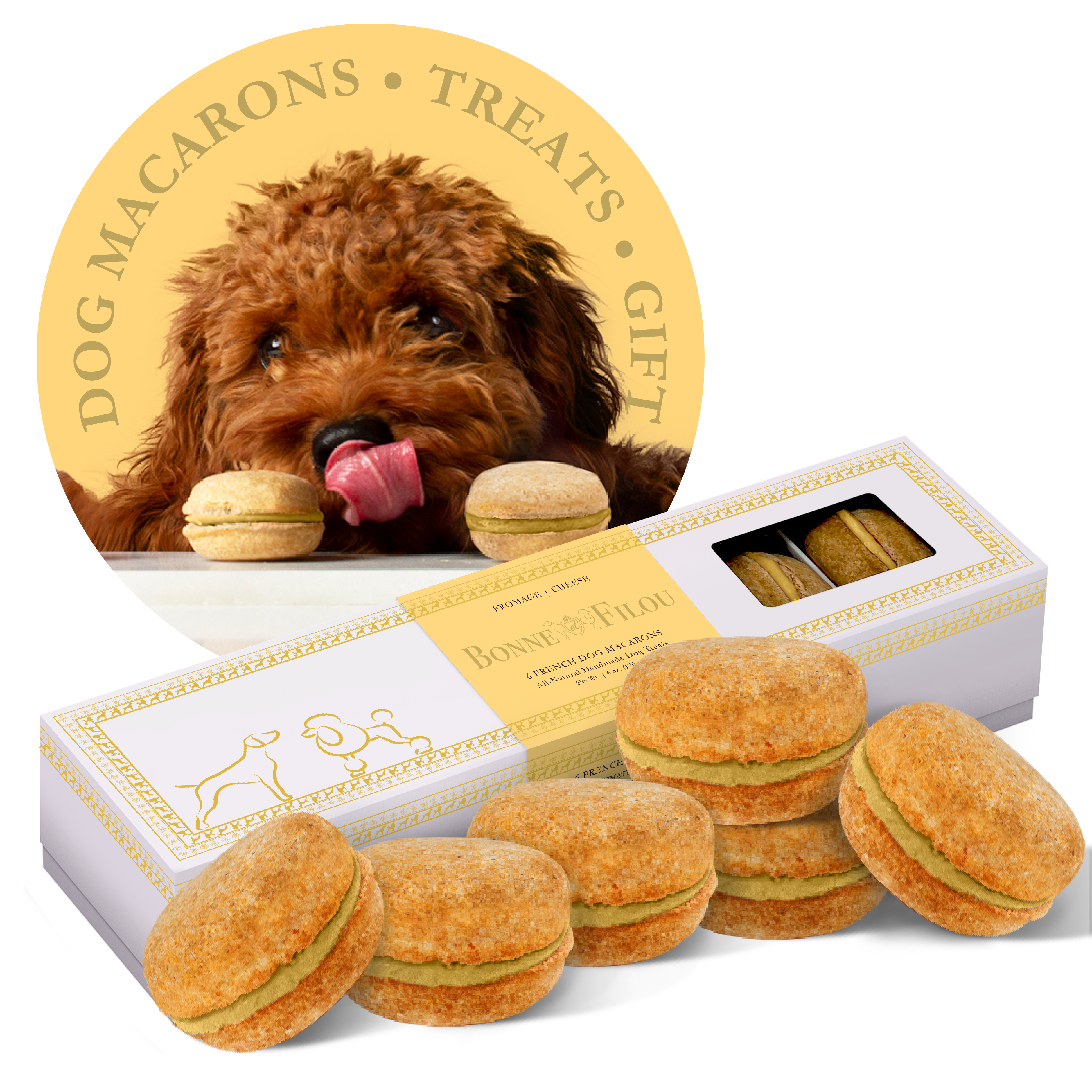 Dog Macarons | Treats | Gifts (6 count): Peanut Butter