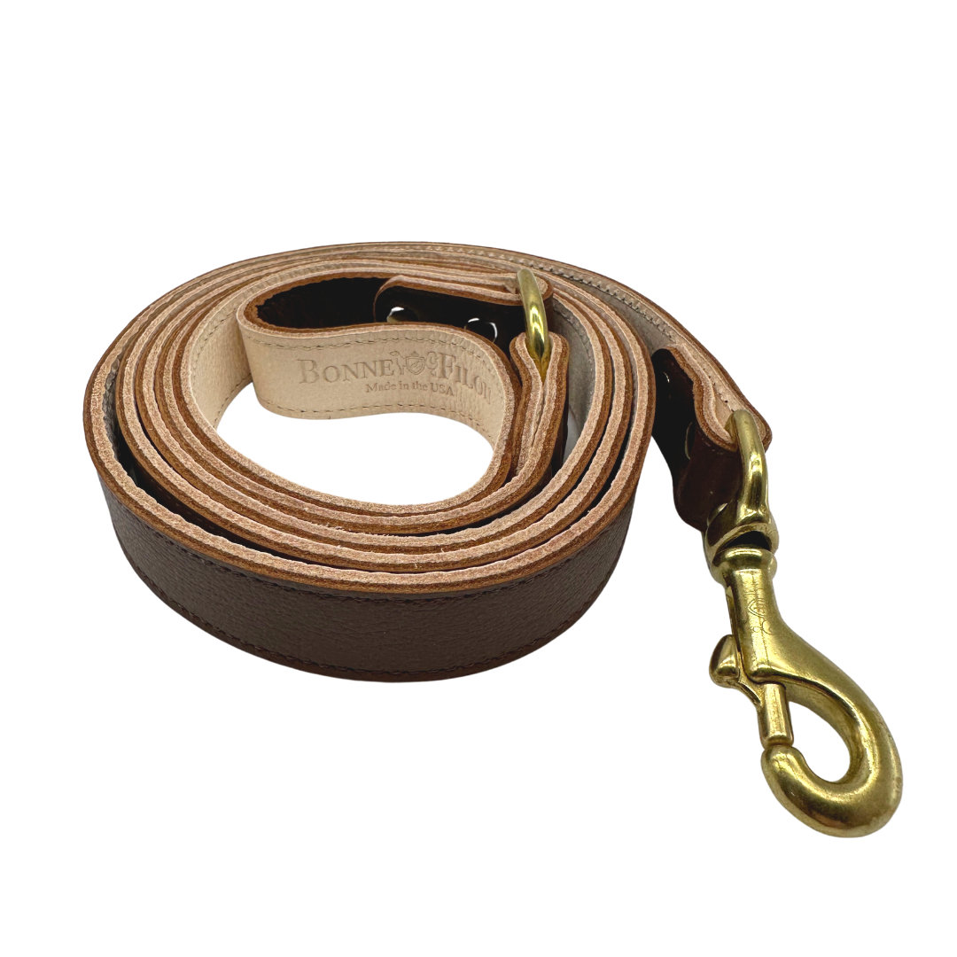 Genuine Leather Dog Leash, Unique Dog Holiday Gift: Black / 3/4"