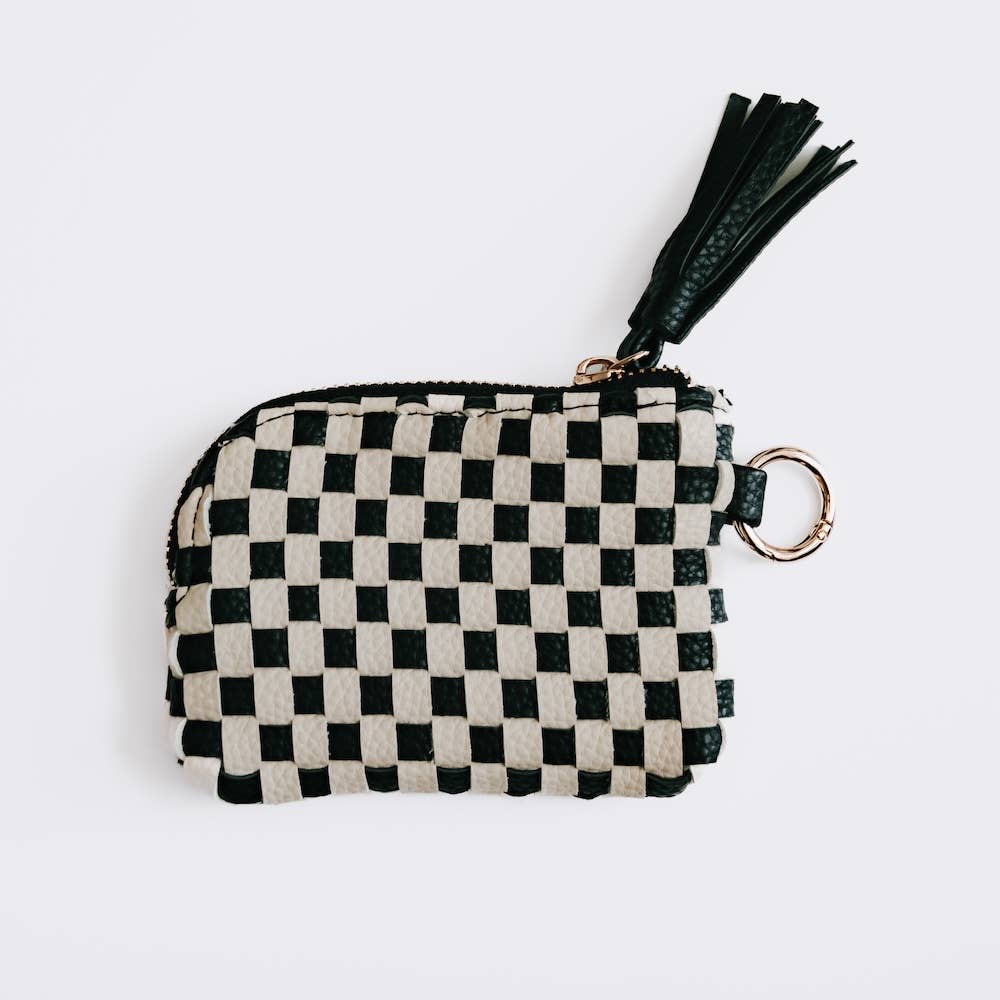 Paris Pebbled Wallet: Checkered Brown