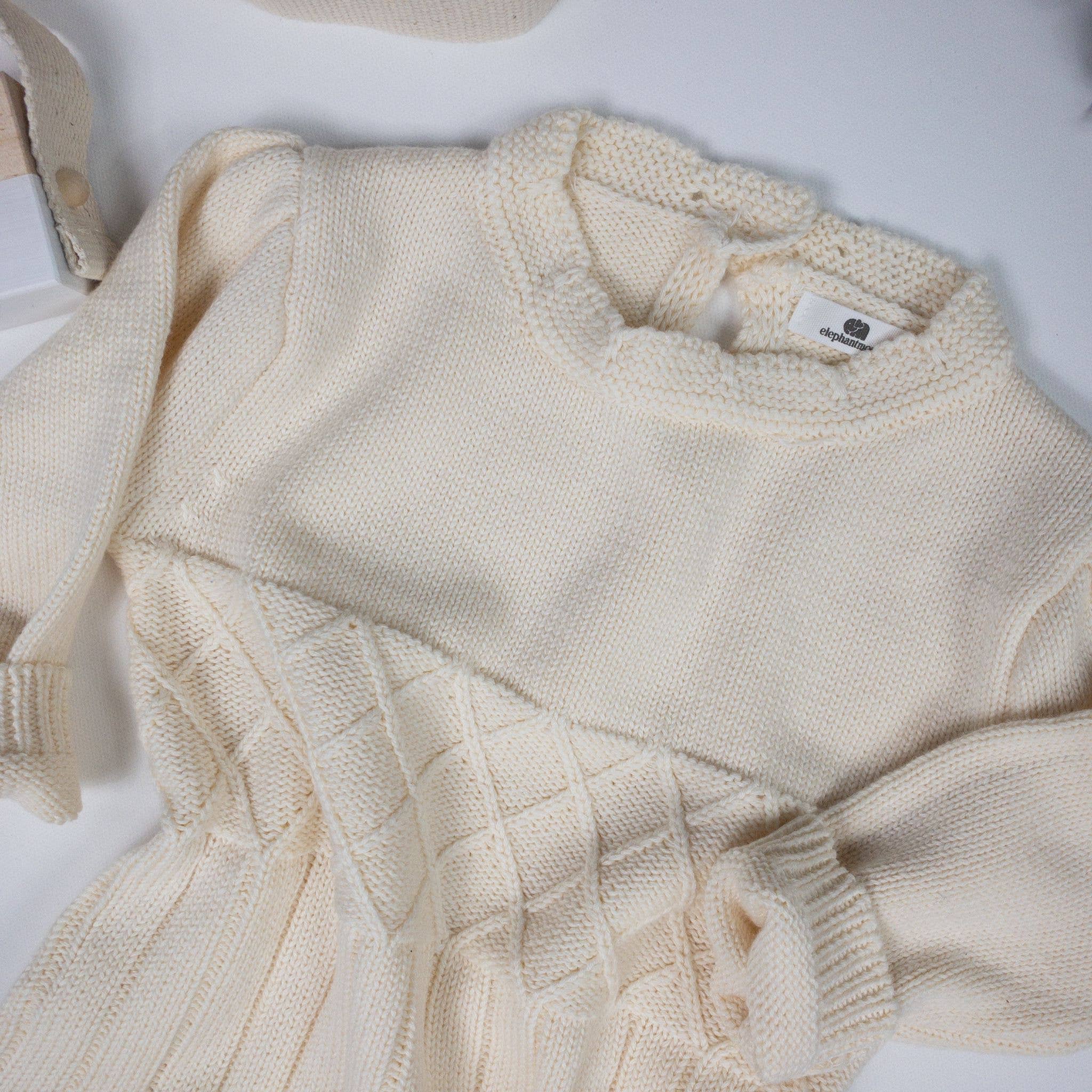 Cream Knitted Baby Onesie - Baby Clothes - JumpSuit: 12-18M