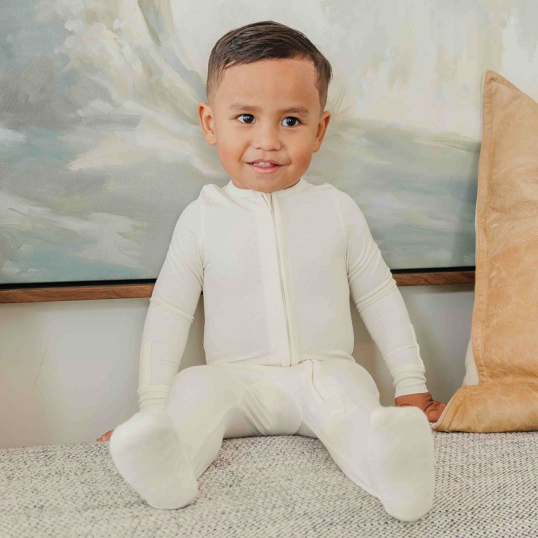 Zip-Up Footie Pajama - Cru: 3-6 Months