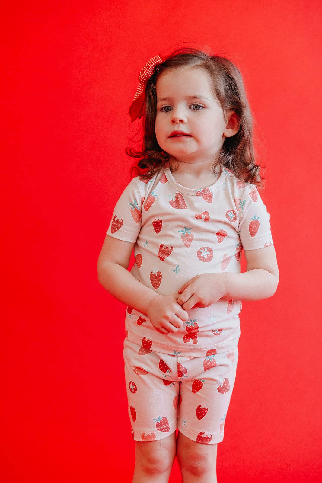 2pc Short Sleeve Pajama Set - Strawberry: 2T