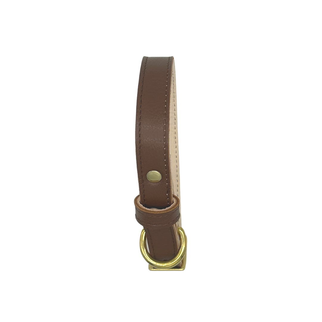 Genuine Leather Dog Collar, Unique Dog Holiday Gift: Brown / Large / No Crystal