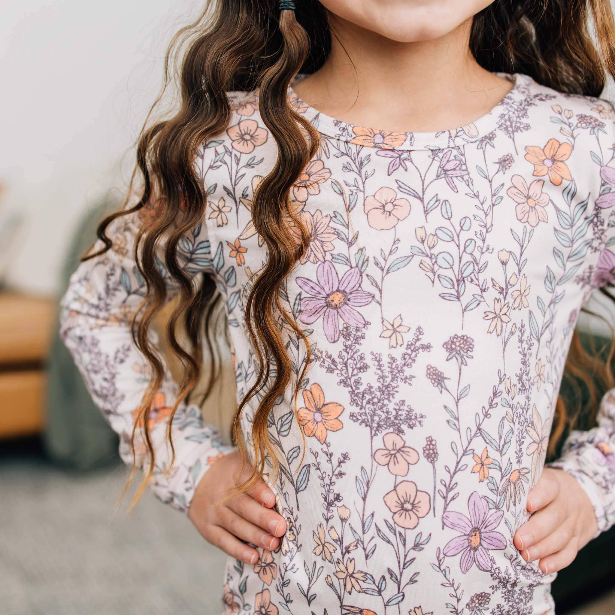 2pc Long Sleeve Pajama Set - Flora: 2T