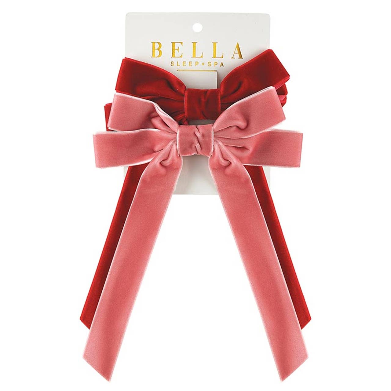 Velvet Bow Clip Set - Blush/Red: 100% Polyester, Velvet / One Size Fits Most