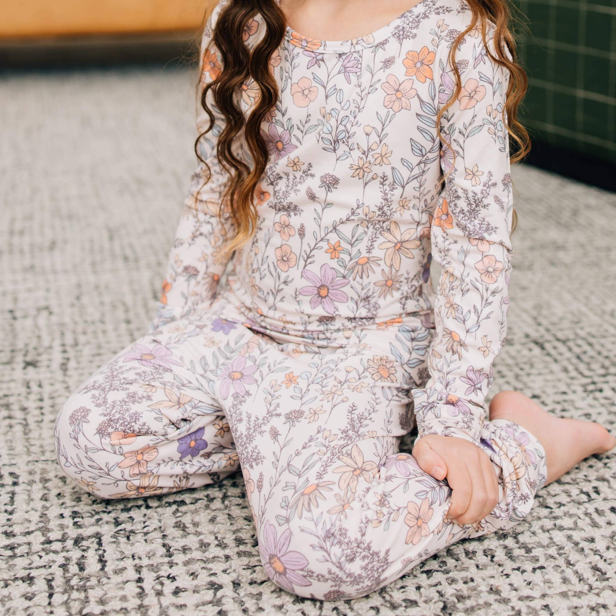 2pc Long Sleeve Pajama Set - Flora: 2T