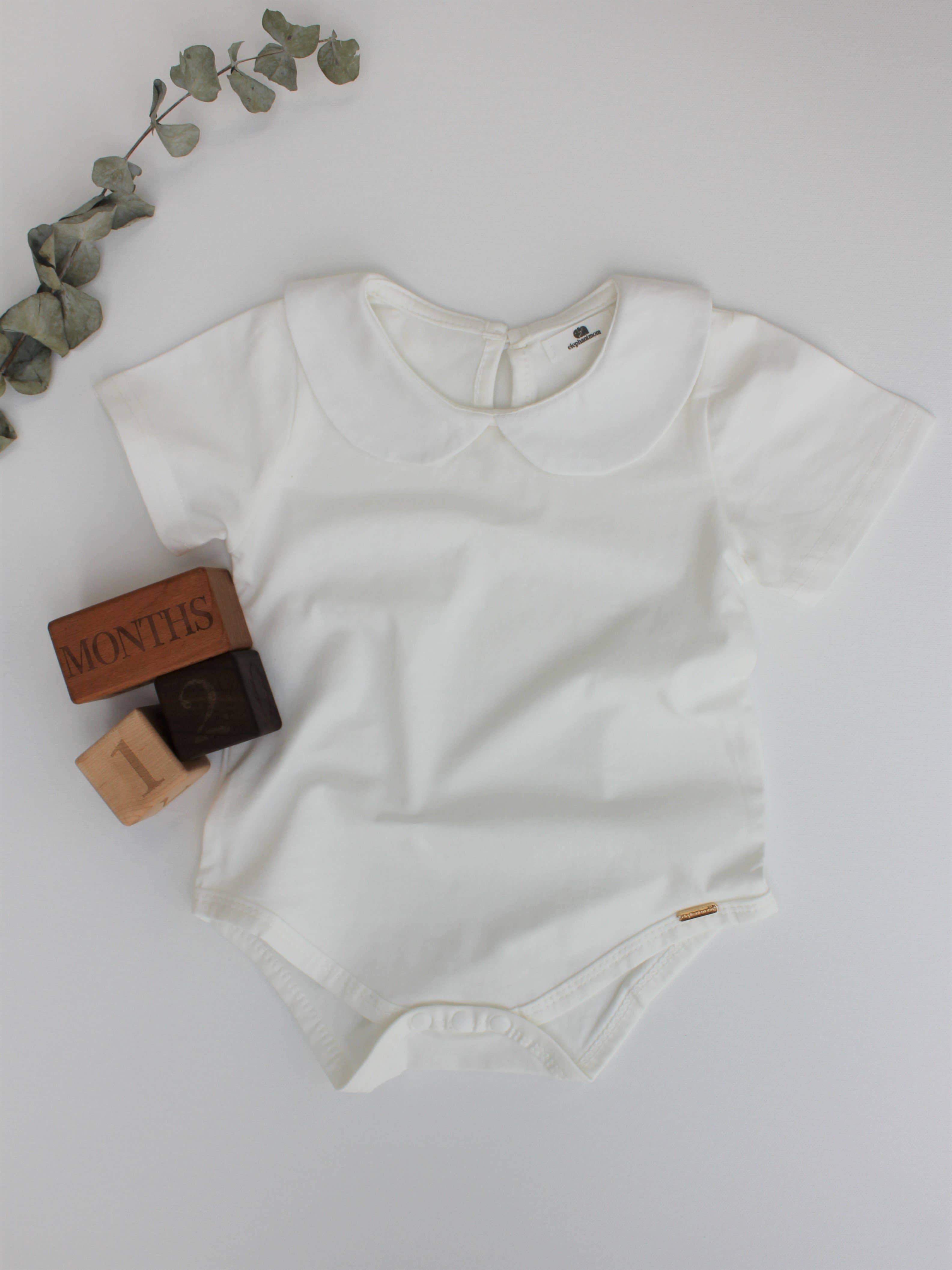 Basic Bodysuit Onesie White Cotton: 6-9M