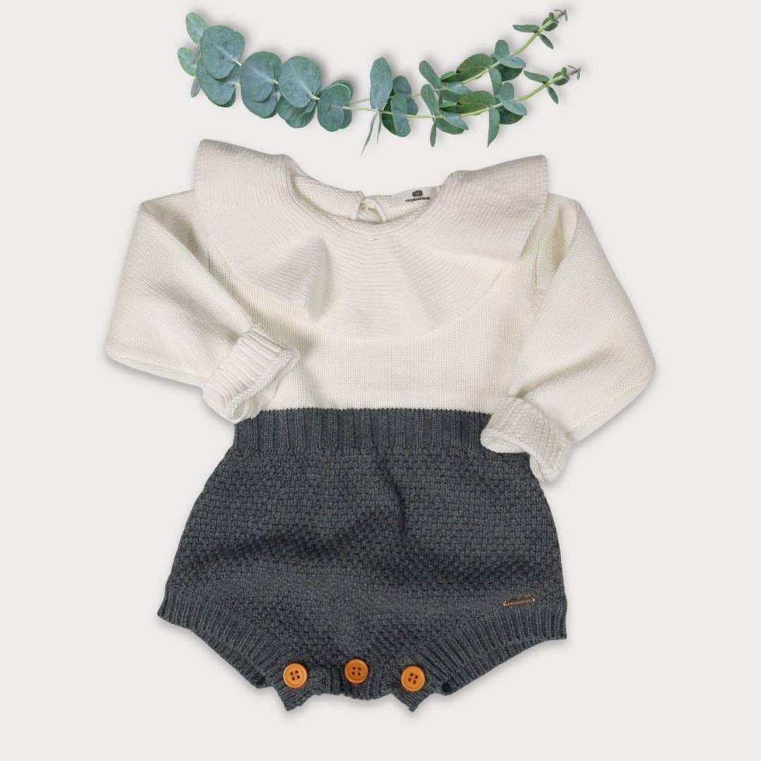 Baby Jumpsuit Monet Gray: 3-6 M / Gray - White