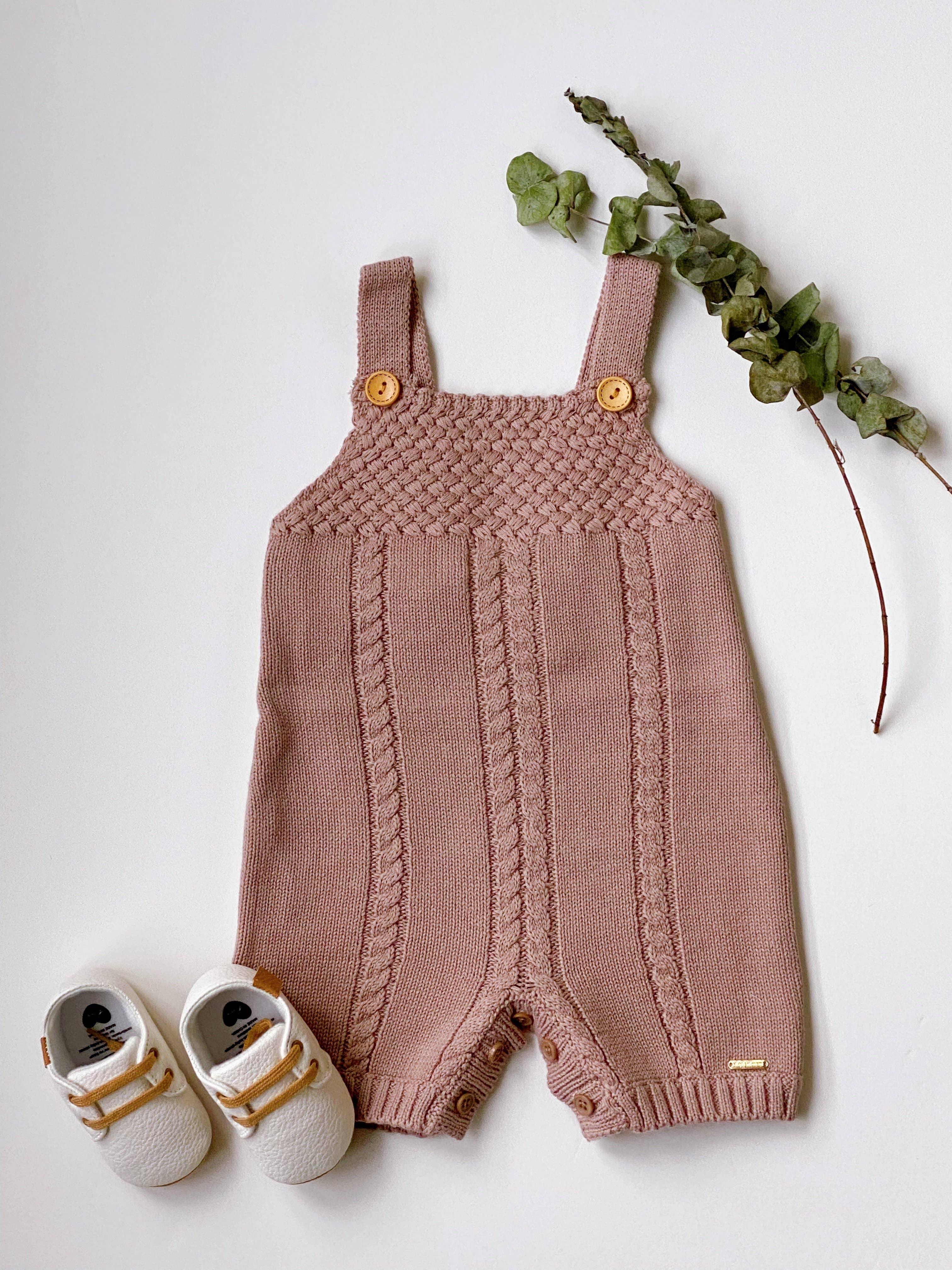 Rosy Brown Knit Baby Overalls: 6-9M / Rosy Brown