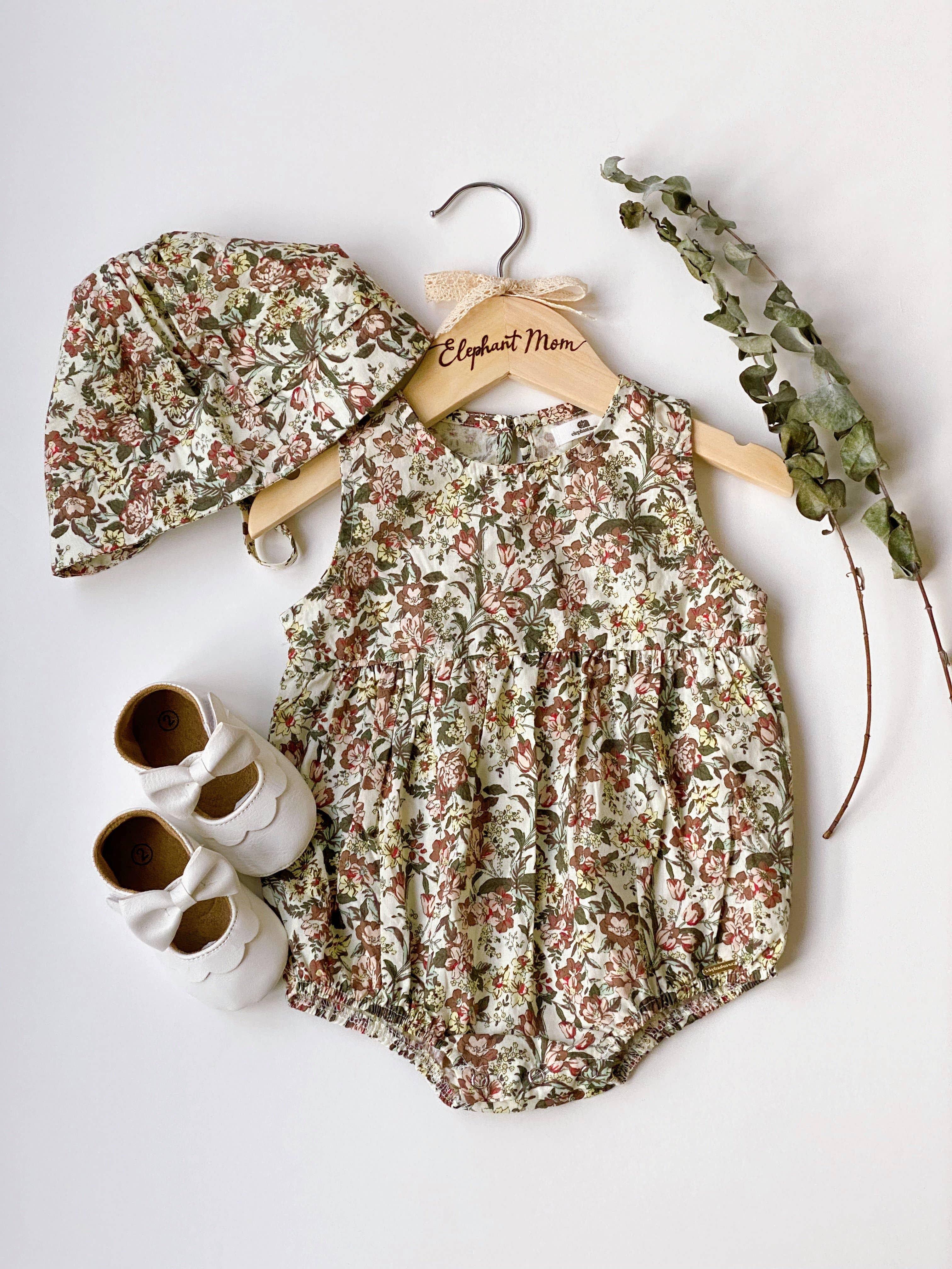 Wildflowers Jumpsuit Baby Dress and Hats: 0-6M / Flowers