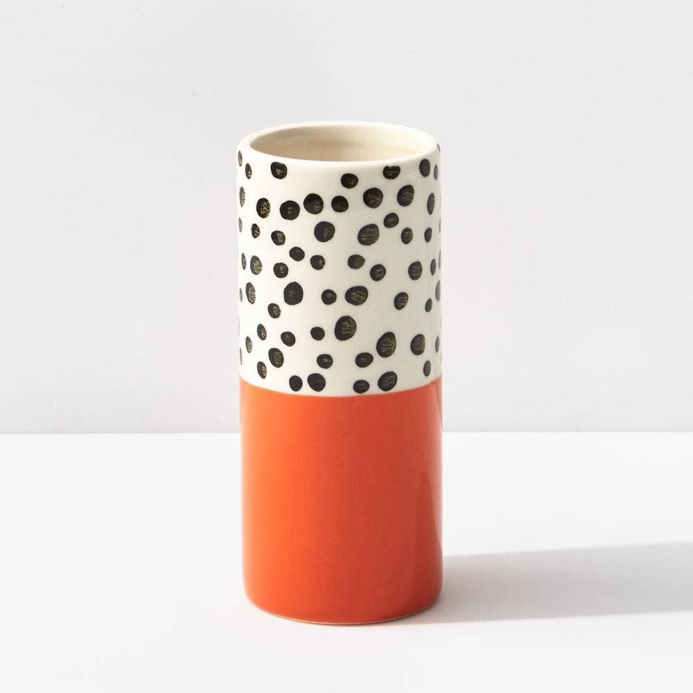 Orange Polka Dot Small Vase
